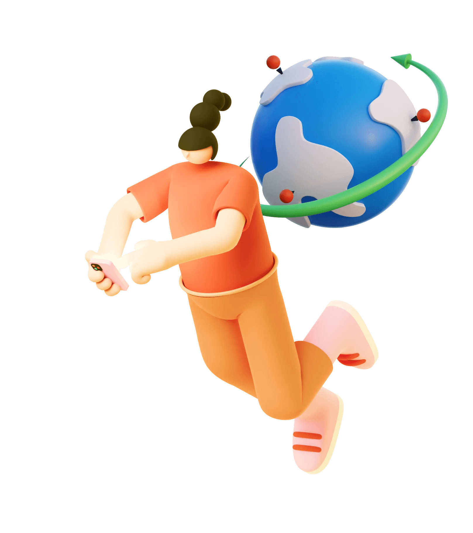 Illustration of person with globe