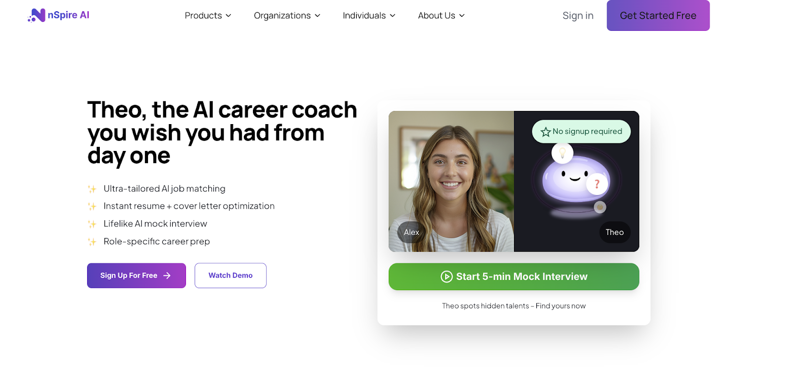 Sign up for free and create your career profile.