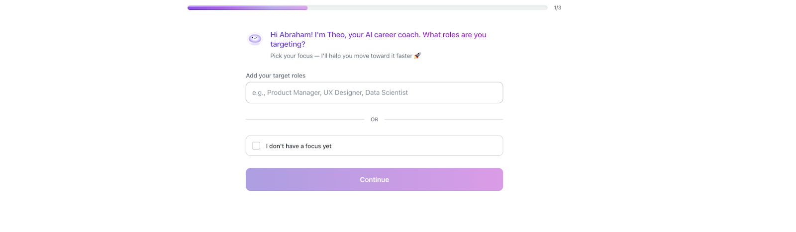 Complete onboarding, define job roles and upload resume